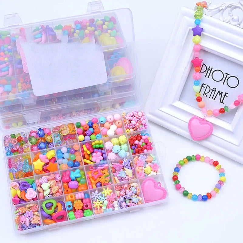 24 Grid DIY Handmade Beads Toys for Children with Accessory Set Girl Weaving Bracelet Jewelry Making Toys Creative Children Gift