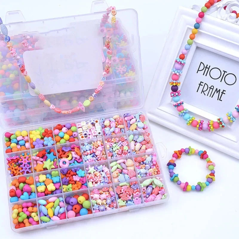 24 Grid DIY Handmade Beads Toys for Children with Accessory Set Girl Weaving Bracelet Jewelry Making Toys Creative Children Gift