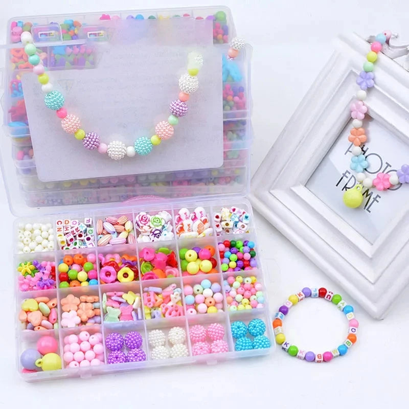 24 Grid DIY Handmade Beads Toys for Children with Accessory Set Girl Weaving Bracelet Jewelry Making Toys Creative Children Gift