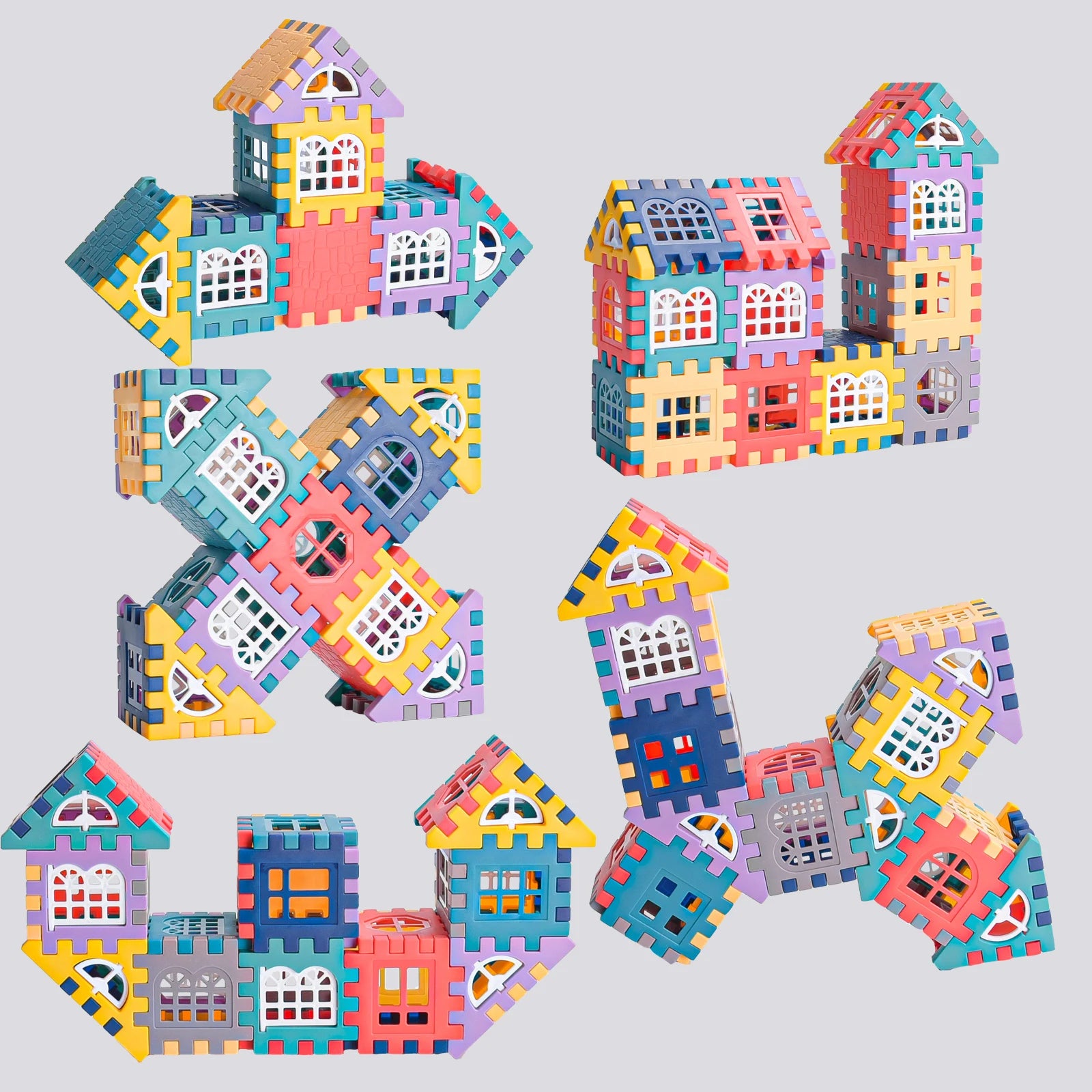 Large Scale House Building Block Simulation Window Design, Kindergarten Construction, Creation of Boys and Girls Large House Bui