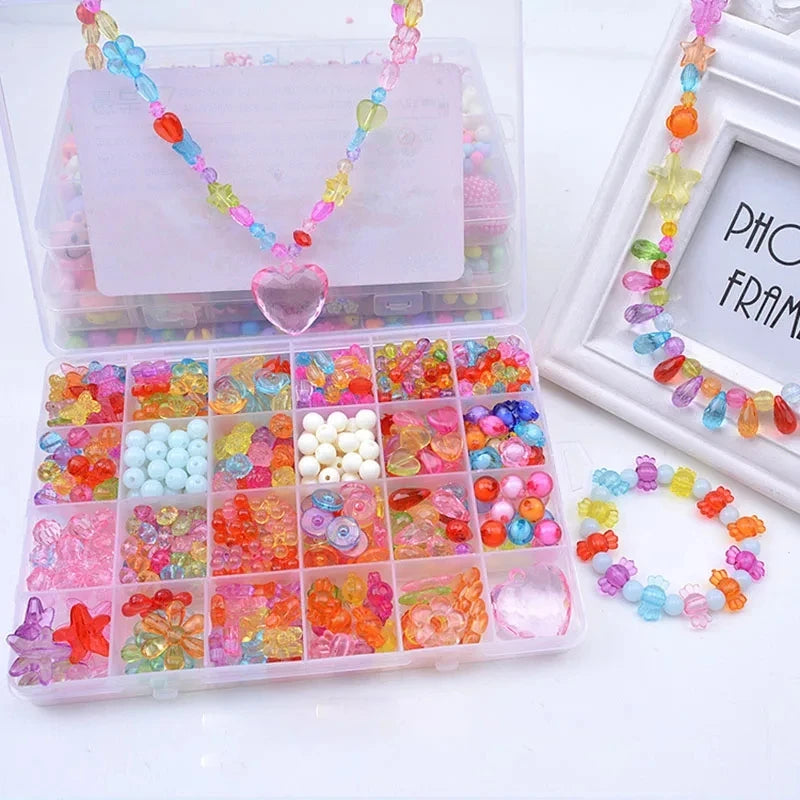 24 Grid DIY Handmade Beads Toys for Children with Accessory Set Girl Weaving Bracelet Jewelry Making Toys Creative Children Gift