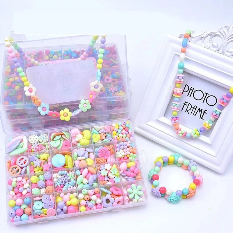 24 Grid DIY Handmade Beads Toys for Children with Accessory Set Girl Weaving Bracelet Jewelry Making Toys Creative Children Gift