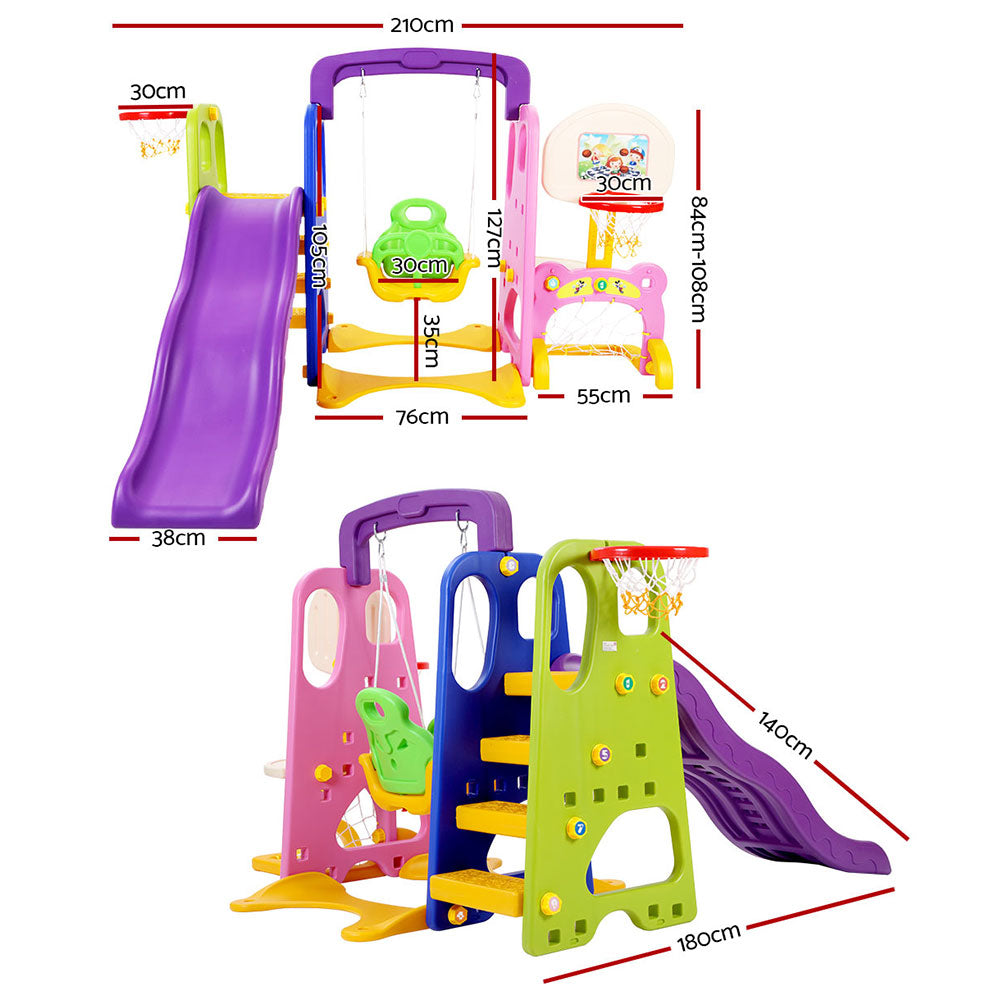 Slide Swing Set Basketball Hoop Outdoor Toys
