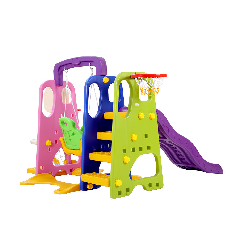 Slide Swing Set Basketball Hoop Outdoor Toys