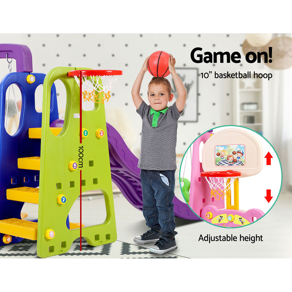 Slide Swing Set Basketball Hoop Outdoor Toys