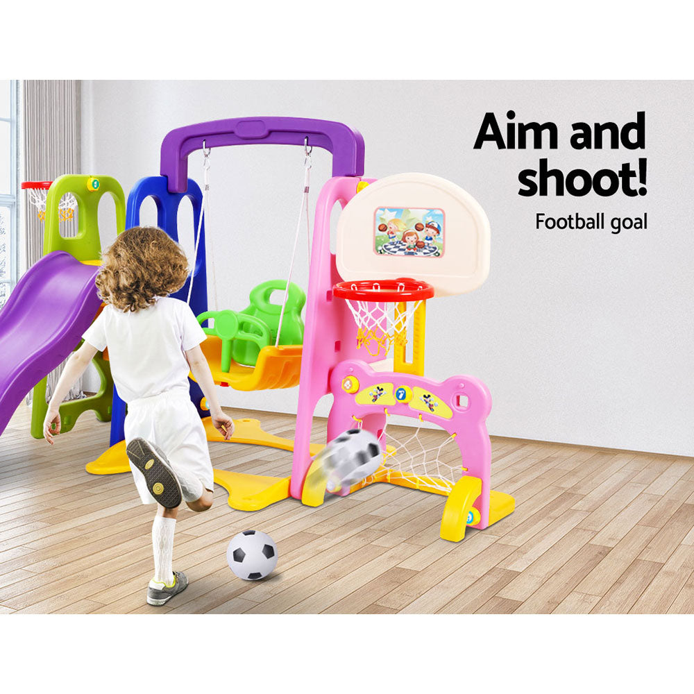 Slide Swing Set Basketball Hoop Outdoor Toys