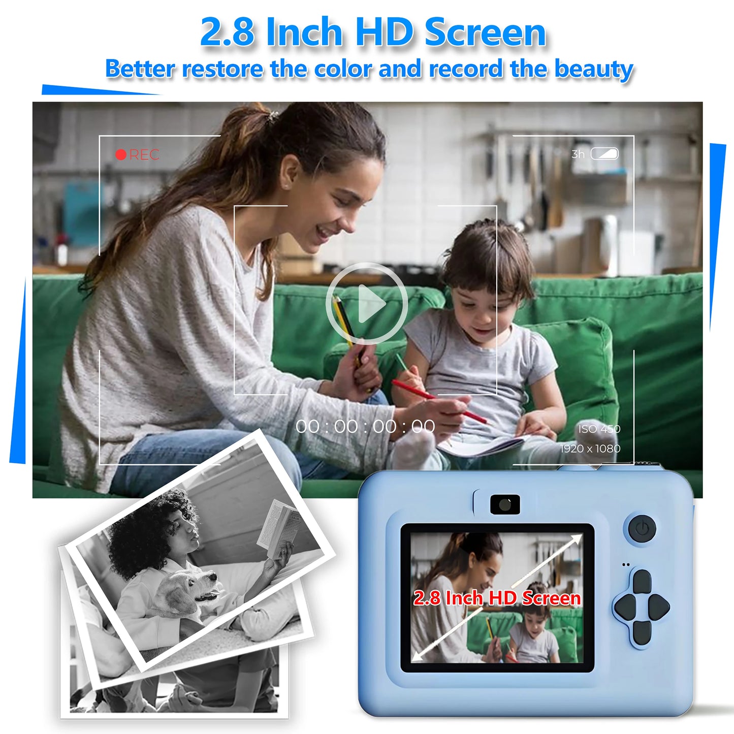 Kids Camera Instant Printable With 3 Rolls