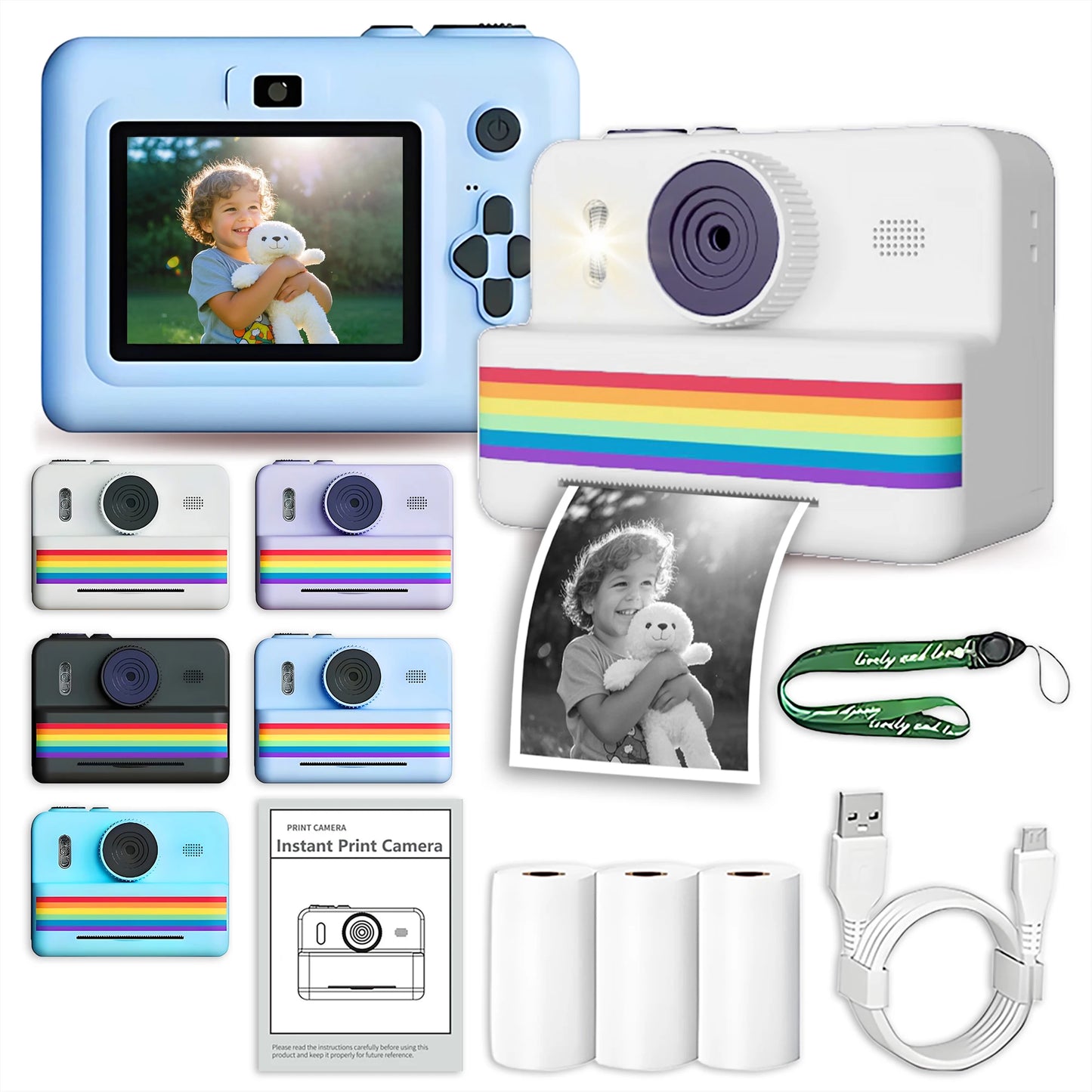 Kids Camera Instant Printable With 3 Rolls
