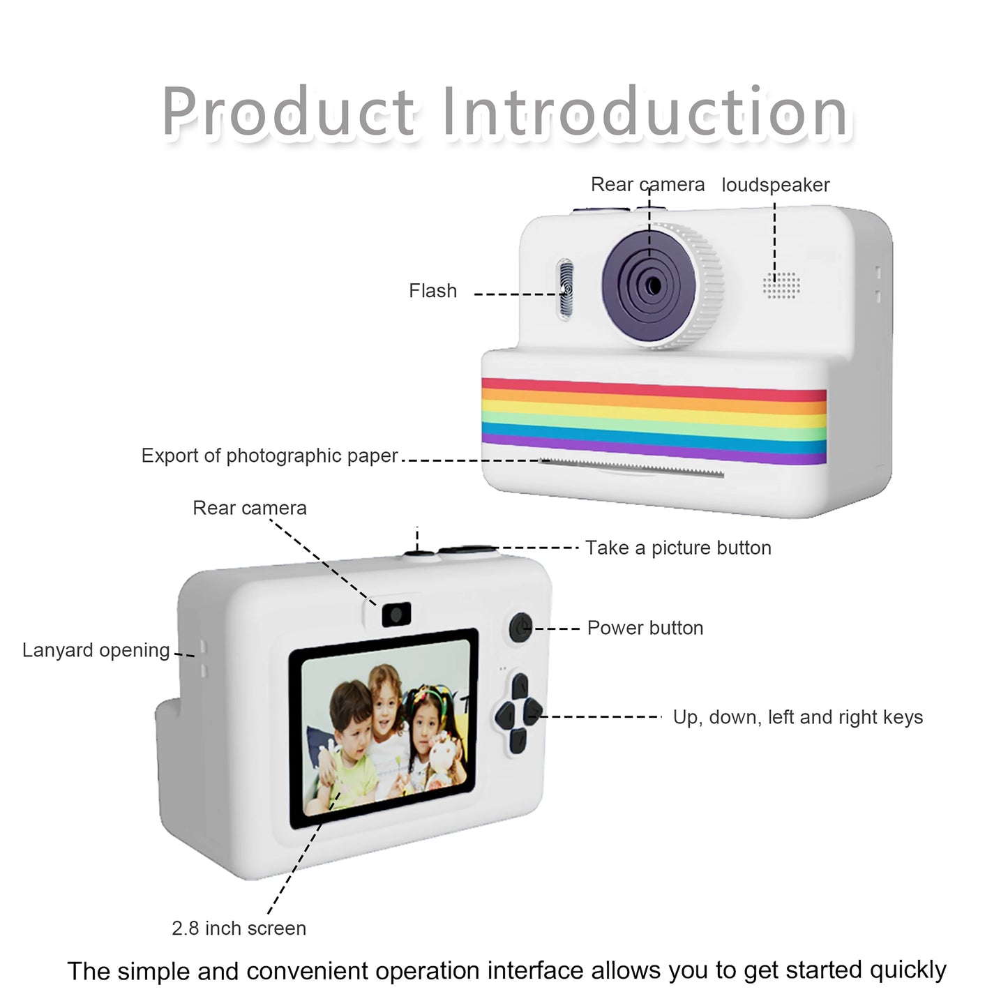 Kids Camera Instant Printable With 3 Rolls