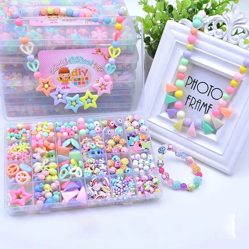 24 Grid DIY Handmade Beads Toys for Children with Accessory Set Girl Weaving Bracelet Jewelry Making Toys Creative Children Gift