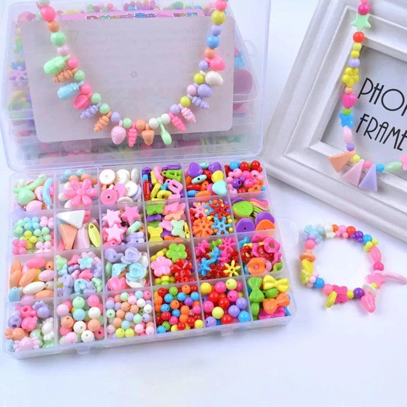 24 Grid DIY Handmade Beads Toys for Children with Accessory Set Girl Weaving Bracelet Jewelry Making Toys Creative Children Gift