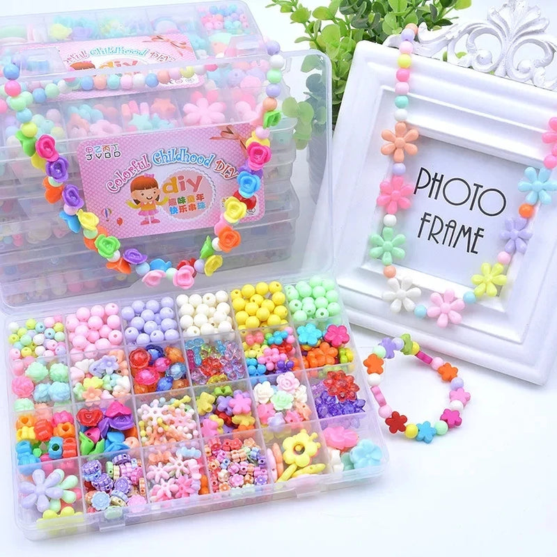 24 Grid DIY Handmade Beads Toys for Children with Accessory Set Girl Weaving Bracelet Jewelry Making Toys Creative Children Gift